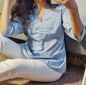 Soft Denim Collared Blouse